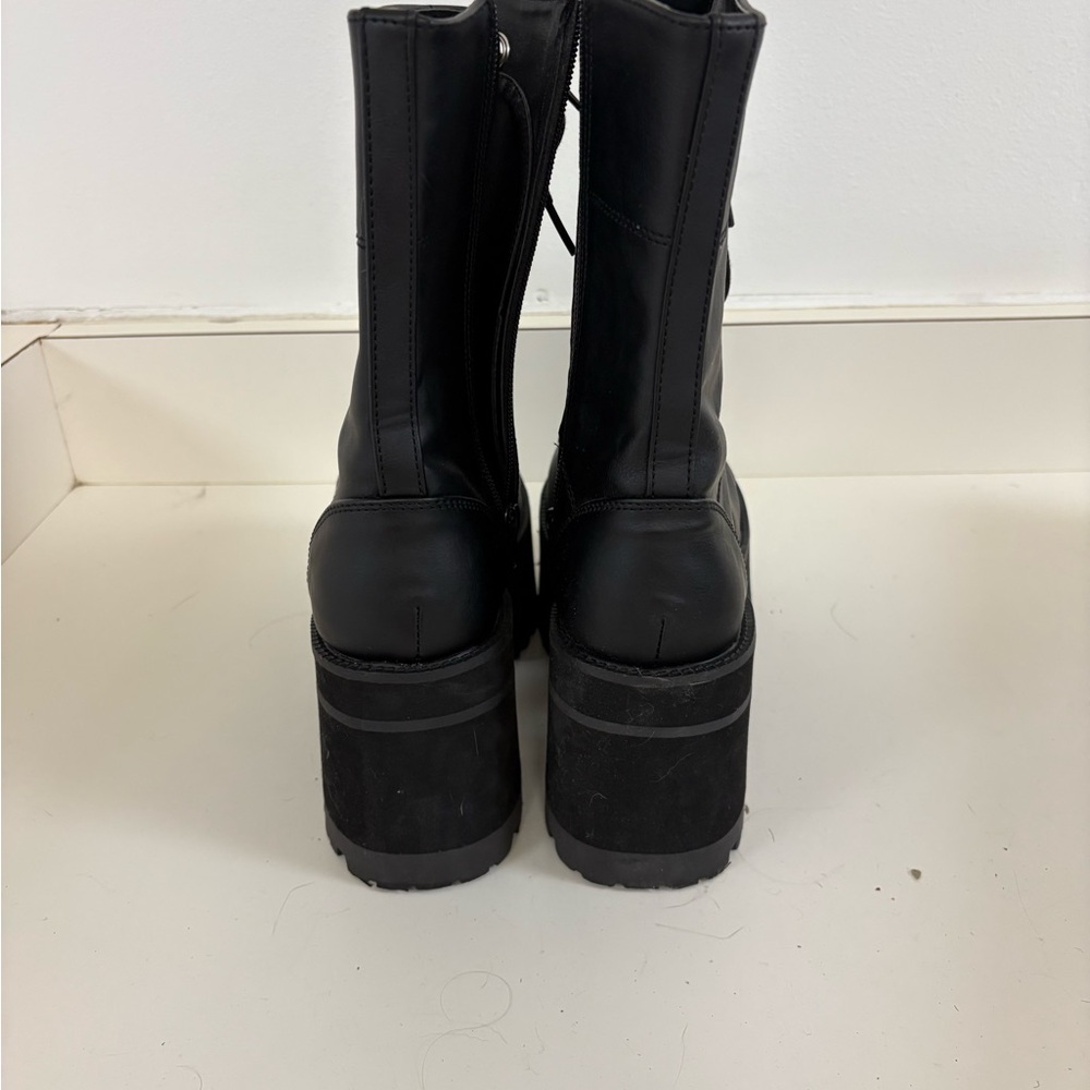 7 Demonia Black Platform Lace-Up Boots - Picture 4 of 5
